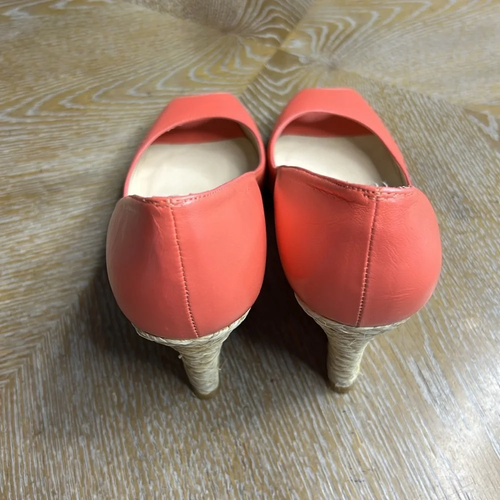 L.K. BENNETT Coral Leather Espadrille Wedge Sandals 38